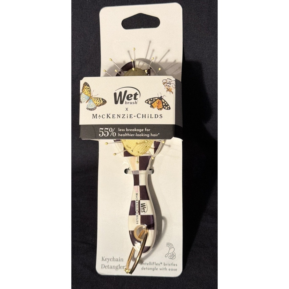 MacKenzie Childs x Wet Brush Target 🖤 Black Courtly Check Keychain Hair Brush